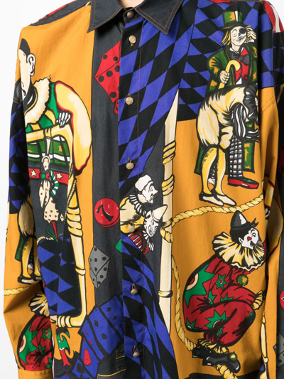 Pre-owned Versace 小丑印花衬衫（ 1990-2000年代典藏款 ） In Mustard, Blue