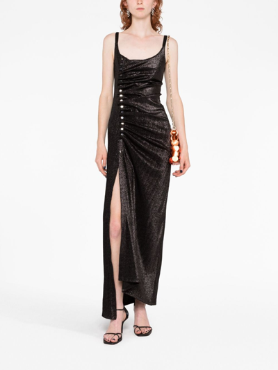 Shop Rabanne Stud-detailed Metallic Maxi Dress In Black