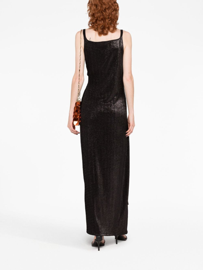 Shop Rabanne Stud-detailed Metallic Maxi Dress In Black