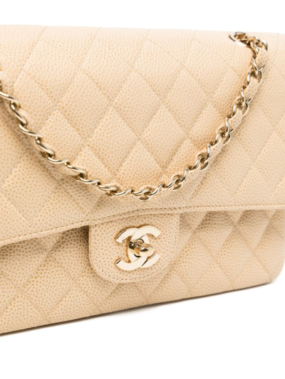 Pre-owned Chanel 2002 Medium Double Flap Shoulder Bag In Neutrals