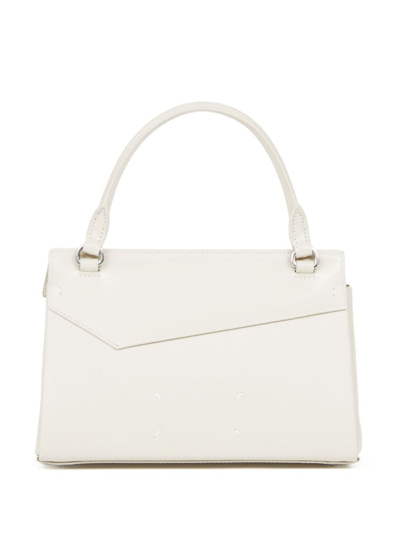 Maison Margiela Small Grained Leather Tote Bag In White