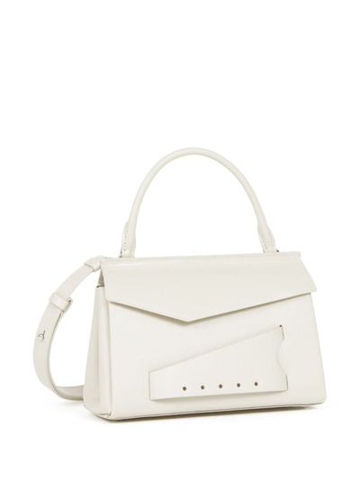 Maison Margiela Small Grained Leather Tote Bag In White