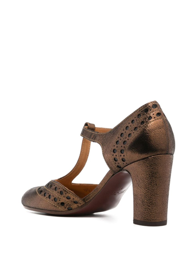 Shop Chie Mihara Wante 75mm Metallic-leather Pumps In Gold