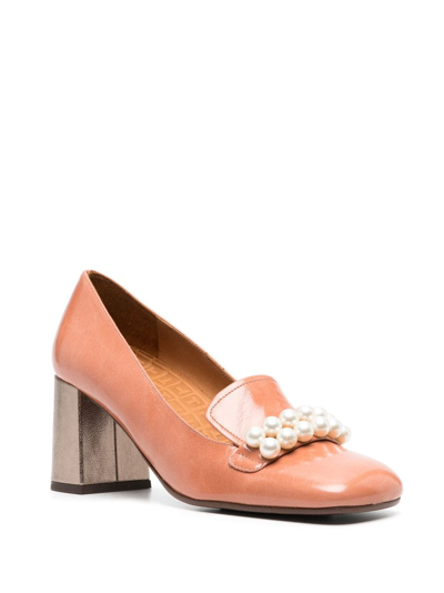 Chie Mihara Petard Pearls Patent Leather Pumps In Orange