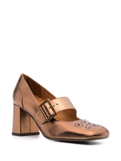 Shop Chie Mihara Paypau 60mm Leather Pumps In Gold