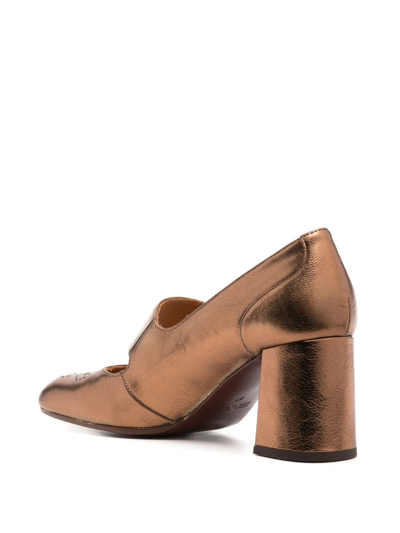 Shop Chie Mihara Paypau 60mm Leather Pumps In Gold