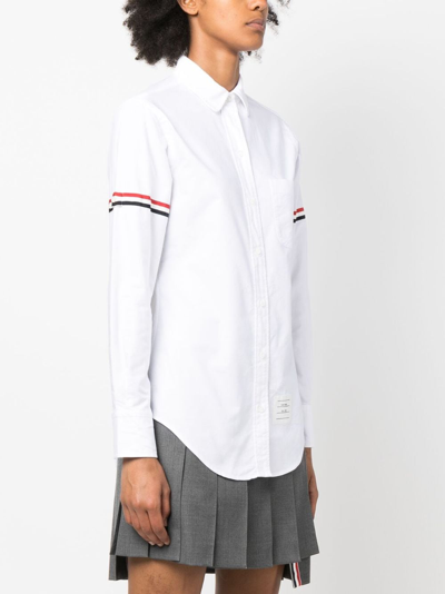 Shop Thom Browne Striped-grosgrain Cotton Shirt In White