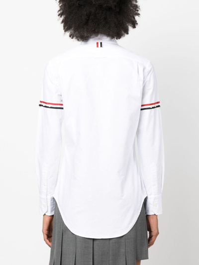 Shop Thom Browne Striped-grosgrain Cotton Shirt In White
