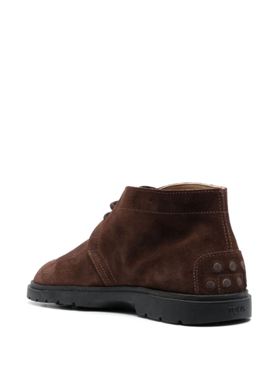 Shop Tod's Desert Suede Lace-up Boots In Brown