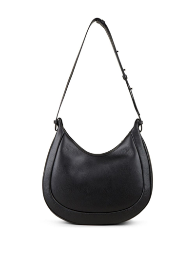 Shop Hogan Logo-embossed Leather Shoulder Bag In Black