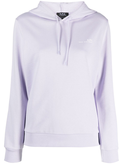 Shop Apc Item Cotton Hoodie In Purple