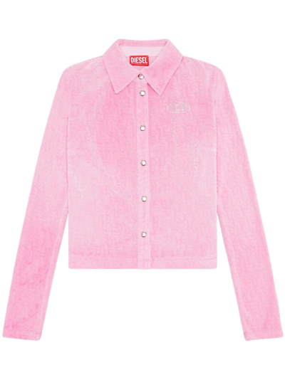 Shop Diesel T-amuse Monogram Chenille Shirt In Pink