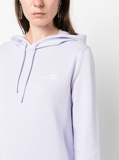 Shop Apc Item Cotton Hoodie In Purple