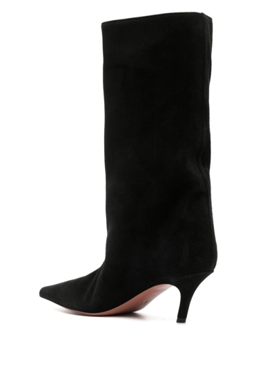 Shop Amina Muaddi Fiona 60mm Pointed-toe Suede Boots In Black