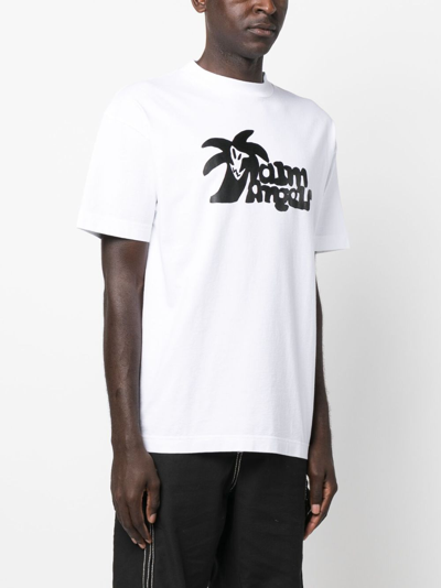 Shop Palm Angels Hunter Logo-print Cotton T-shirt In White