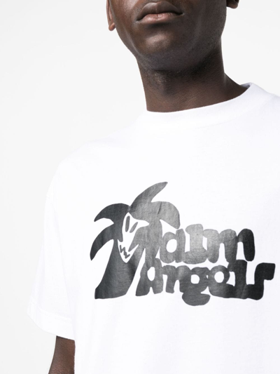 Shop Palm Angels Hunter Logo-print Cotton T-shirt In White