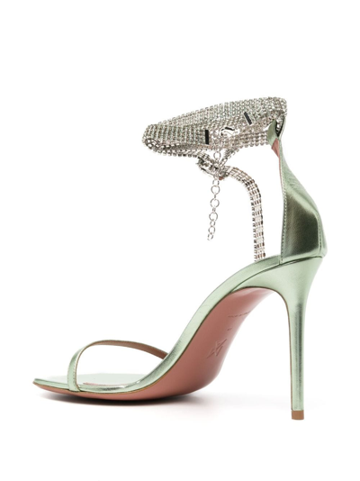 Shop Amina Muaddi Giorgia 90mm Crystal-embellished Sandals In Green