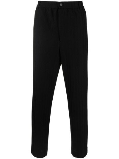 Shop Missoni Striped Straight-leg Trousers In Black