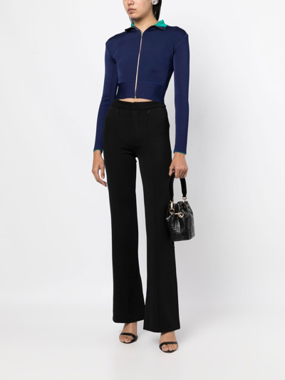 Herve L Leroux Double Faced Knit Cardigan In Blue