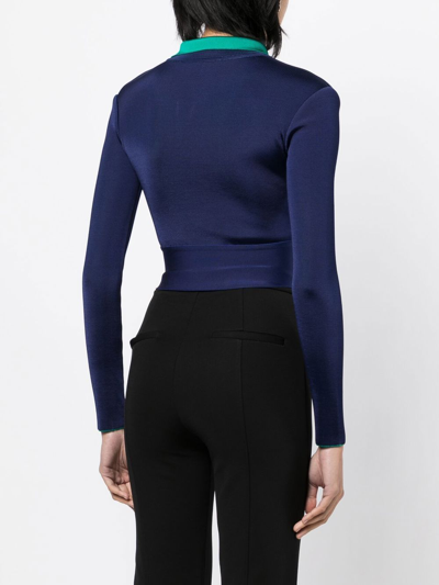 Herve L Leroux Double Faced Knit Cardigan In Blue