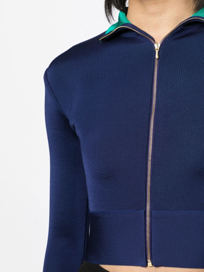 Shop Herve L Leroux Double Faced Knit Cardigan In Blue