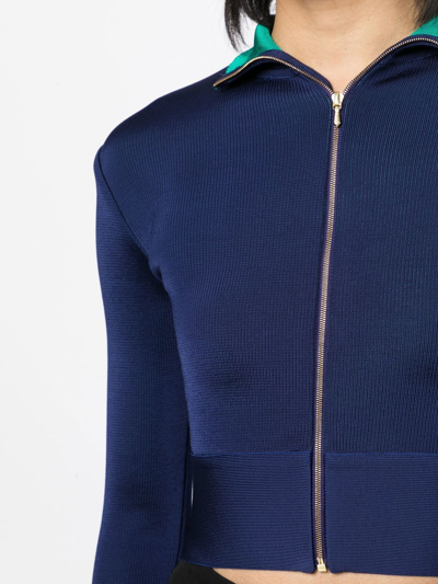 Herve L Leroux Double Faced Knit Cardigan In Blue