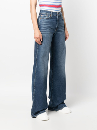 Shop 7 For All Mankind Mid-rise Wide-leg Jeans In Blue