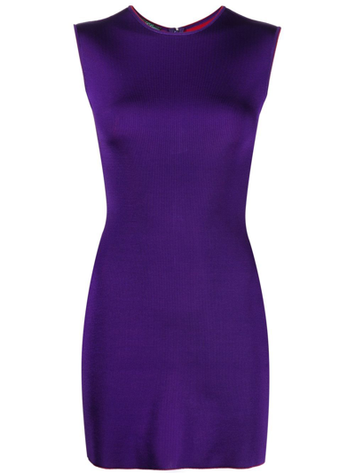 Shop Herve L Leroux Knitted Mini Dress In Purple