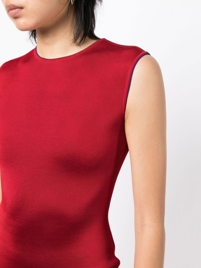 Shop Herve L Leroux Sleeveless Mini Dress In Red