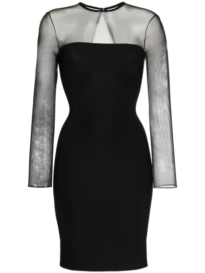 Shop Herve L Leroux Sheer Top Pencil Dress In Black