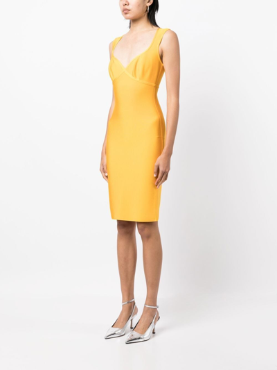 Shop Herve L Leroux Sweetheart-neckline Pencil Dress In Yellow
