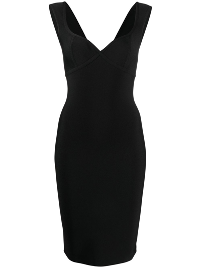 Shop Herve L Leroux Sweetheart-neck Midi Dress In Black