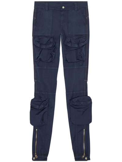 Shop Diesel P-lan Slim-cut Cargo Trousers In Blue
