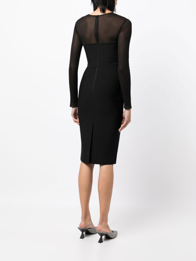 Shop Herve L Leroux Sheer-panelled Midi Dress In Black
