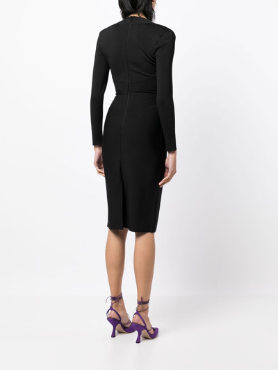 Shop Herve L Leroux Long-sleeve Scoop-neck Dress In Black