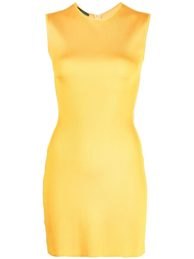 Shop Herve L Leroux Sleeveless Knit Mini Dress In Yellow