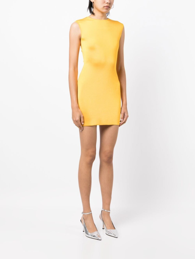 Shop Herve L Leroux Sleeveless Knit Mini Dress In Yellow