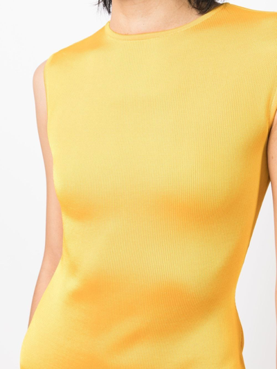 Shop Herve L Leroux Sleeveless Knit Mini Dress In Yellow