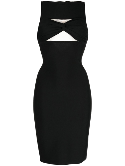 Shop Herve L Leroux Cut-out Bodice Pencil Dress In Black