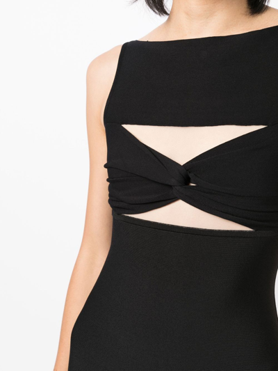 Shop Herve L Leroux Cut-out Bodice Pencil Dress In Black