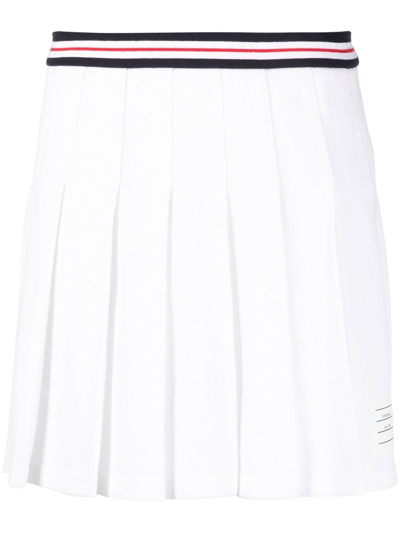 Shop Thom Browne Pleated Tennis Skirt In White
