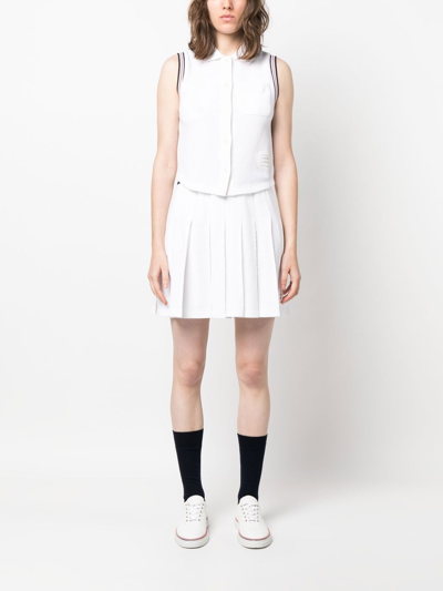 Shop Thom Browne Pleated Tennis Skirt In White
