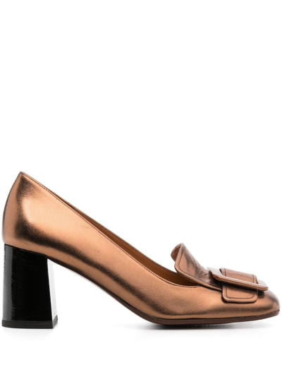 Shop Chie Mihara Pema 60mm Metallic-leather Pumps In Gold