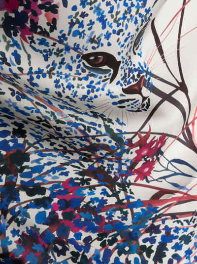 Shop Ferragamo Leopard-print Silk Scarf In White