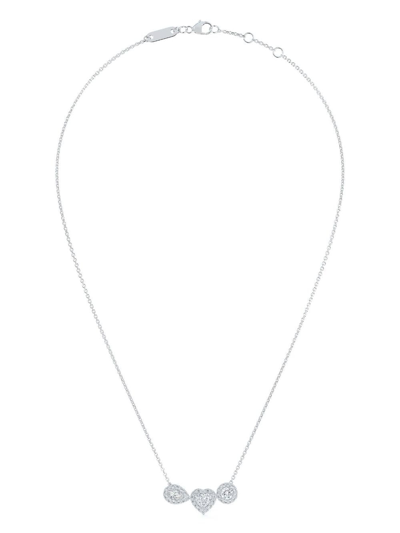 Shop De Beers Jewellers 18kt White Gold Aura Trilogy Diamond Necklace In Silver