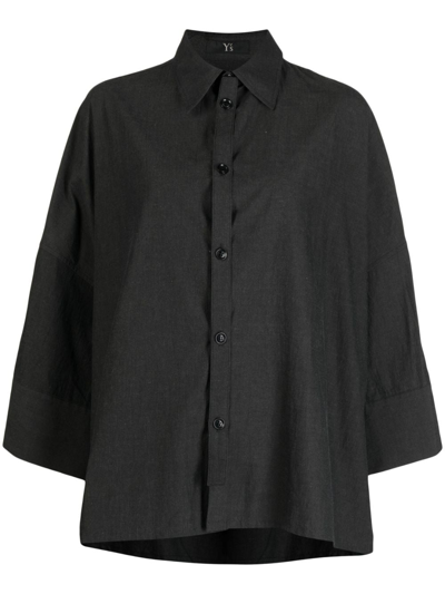 Shop Y's Wide-sleeved Button-up Shirt In Grey