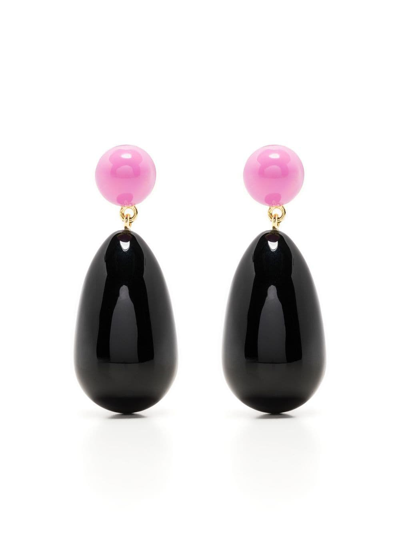 Eshvi Enamel Drop Earrings In Black