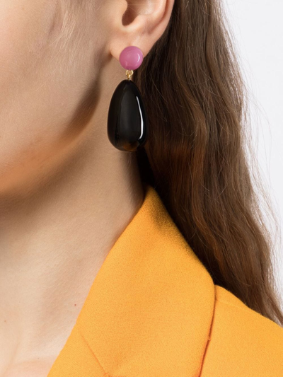 Eshvi Enamel Drop Earrings In Black