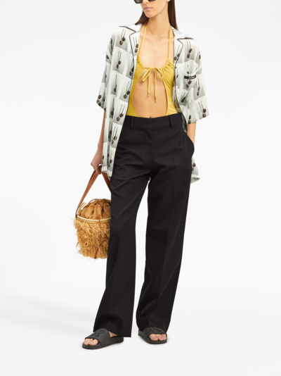 Palm Angels High-rise Straight-leg Trousers In Black