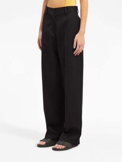 Palm Angels High-rise Straight-leg Trousers In Black